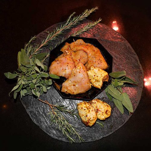 Marinierte Genüsse, zum Beispiel mariniertes Hühnchen